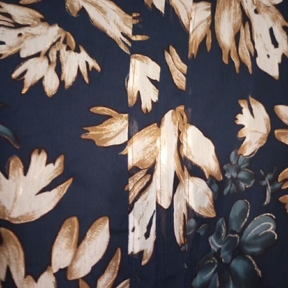 Coldwater Creek floral pleated blouse with sheer roll tab sleeve - Picture 6 of 14